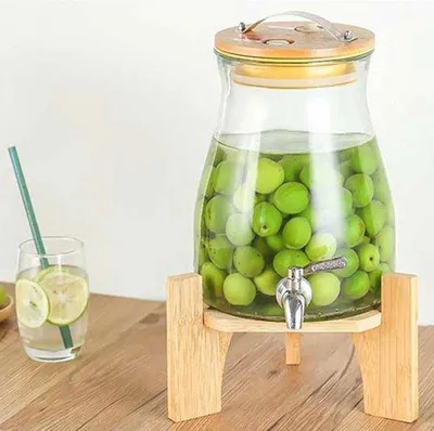 Produktbild von Gläserne Getränkedispenser 5 Liter mit Schlauch und Deckel - Ideal für heiße und kalte Getränke