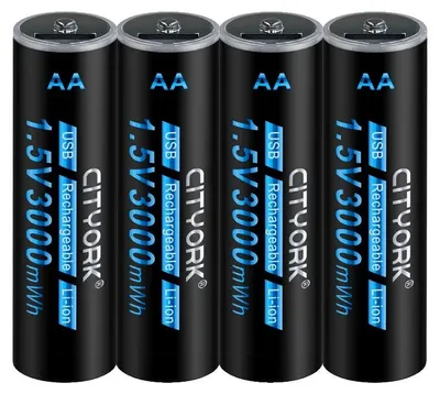 Obrázek produktu pro Dobíjecí lithiová baterie, výstup 1,5 V, nabíjecí konektor USB typu C, 4 kusy baterií typu AA
