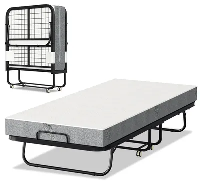 Produktbild von Eikuavons Klappbett mit Matratze 90x200 cm, faltbares Gästebett mit Metallrahmen, Rollen und Staubhülle