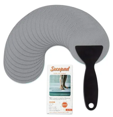 Image de Autocollants antidérapants pour baignoire, 24 pièces, diamètre 8 cm, gris, avec grattoir