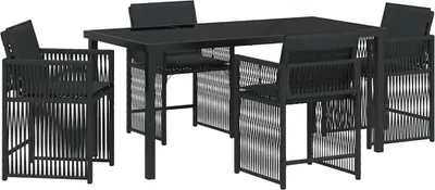 Obrázok produktu pre Záhradný jedálenský set 5 pcs Čierna polyratan