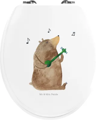 Produktbild von Mr. & Mrs. Panda Toilettendeckel Bär Lied - Weiß - Geschenk, Valentinstag, Spruch, Freundin, Herz, Klo-Deckel, WC Brille, Sitz, klo deckel, Liebe, Frau, Teddy, Klodeckel