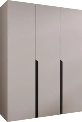 Produktbild von MIRJAN24 Kleiderschrank Mila 1 150, Schlafzimmer, Kleiderschrank, mit drei Drehturen und mit zwei Kleiderstange, Modern, Garderobenschrank (Farbe: Cashmere + Schwarz)