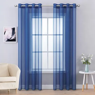 Voile-Vorhang mit Ösen, 2er-Set, 260x140 cm, Polyester, transparent