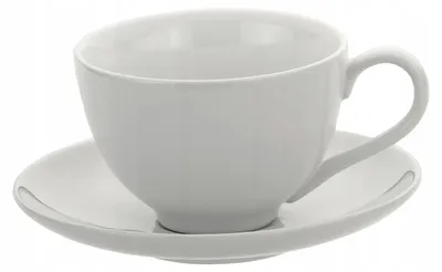 Produktbild von Porzellantasse mit Untertasse, 250 ml, weiß, für Kaffee und Tee, 1 Stück