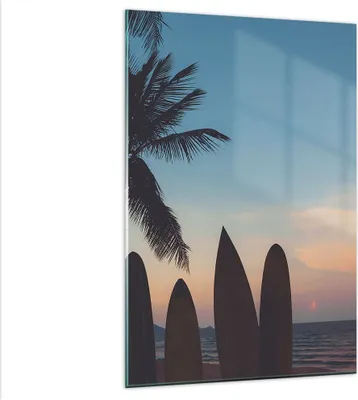Produktbild von Bilder auf glas - Einteilig - Strand Meer Palme - 80x120cm - Glasbilder - Wandbilder - Bilder - zum Aufhängen bereit - Wanddekoration aus Glas - Glas Bilder - Wandbild auf Glas - GPA80x120-4080
