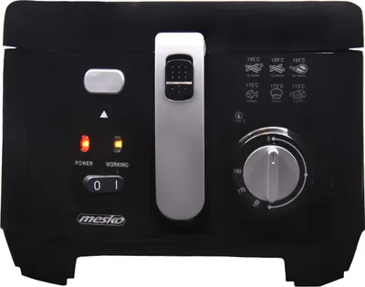 Produktbild von Mesko Home MS 4908, Fritteuse, 2,5 l, Einzelbild, Schwarz, Grau, Tasten, Drehregler, Eigenständig