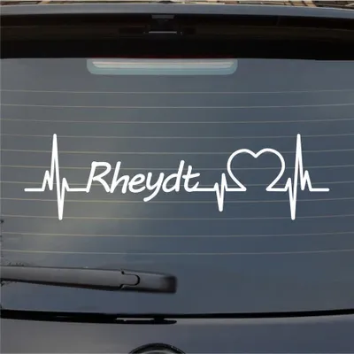 Produktbild von Heckscheibenaufkleber Rheydt Herzschlag Puls Stadt Liebe 55x15 cm Weiss Matt Auto Aufkleber Sticker