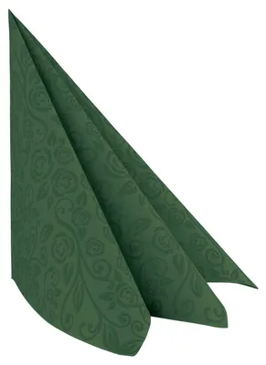 Produktbild von 250x Servietten Airlaid 40x40cm 1/4 -Falz mit Rosenmuster dunkelgrün