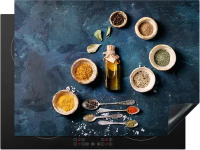 Produktbild von KitchenYeah© Herdabdeckplatte Öl - Gewürze - Schöpfkellen - Gewürze - Küche , 71x52cm, Küche Deko, Glaskeramikkochfeld Herdabdeckung, Abdeckplatte fùr Kochfeld