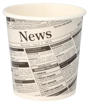 Produktbild von 50 Snackbecher, Pappe "To Go" rund 470 ml Ø 9,9 cm · 9,9 cm "Newsprint"
