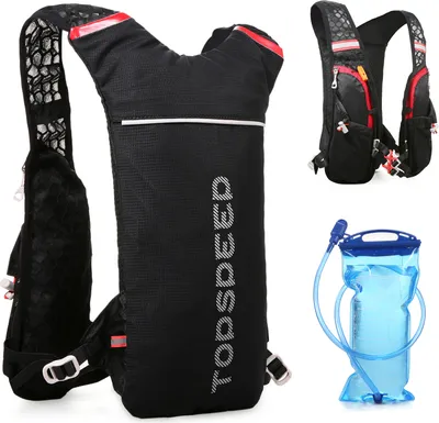 Obrázek produktu pro Outdoorový batoh na kolo, 5l batoh na kolo s 2l vakem na vodu, lehký batoh na kolo, vhodný pro běh, turistiku a horolezectví, černý