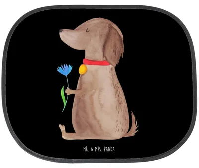Produktbild von Mr. & Mrs. Panda Sonnenschutz Fenster Auto Hund Blume - Schwarz - Geschenk, Süß, Hunde, Sonnenblende, für Autoscheiben, Hundespruch, Sprüche, hitzeschutz