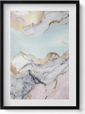Produktbild von Marmor– Wandbild mit Rahmen – Gerahmtes Bild  – Wanddekoration – 50x70 cm –  Schwarz Rahmen