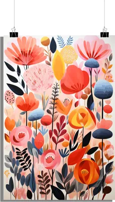 Produktbild von Blumen Poster - Abstraktes Poster - Natur Poster - 51x71cm - Perfekt zum Einrahmen