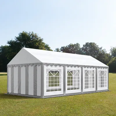 Produktbild von TOOLPORT Partyzelt Festzelt 4x8 m Garten-Pavillon PVC Plane 700 N in grau-weiß Wasserdicht