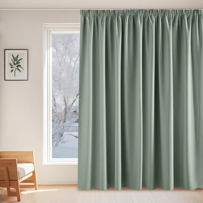 Obrázek produktu pro Zatemňovací závěs s volánovou páskou, rozměry 300 x 245 cm, zelený, vhodný do obývacího pokoje a ložnice
