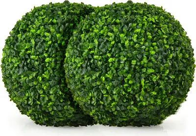 Produktbild von COSTWAY 2 bukszpan kula 40 cm, bukszpan kula odporny na promieniowanie UV, topiary sztuczna roślina dekoracyjna, bukszpan kula sztuczna roślina, dekoracyjne rośliny kula do domu ogrodu ślubu, zielony