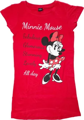 Produktbild von Disney Minnie Maus Damen kurzarm Schlafshirt Nachthemd – Rot / S