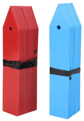 Imagen del producto de 100 etiquetas/marcadores de PVC para macetas de plantas, flores, viveros, jardines y semillas (azules, rojas)