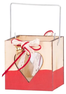 Produktbild von Dekoration MagicHome Weihnachten Woodeco, Laterne mit Glas, Packung 5 Stk., 8x8 cm