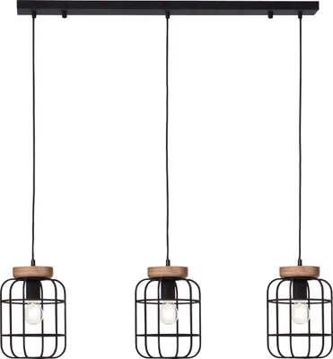 Produktbild von Brilliant Gwen Pendelleuchte 3flg antik holz/schwarz korund