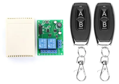 Produktbild von Funk Fernbedienung Set 2 Stück 433MHz mit 2 Kanal Empfänger AC 110 240V für Garagentor Licht und Rollladen