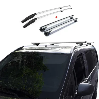 Obrázek produktu pro Střešní nosiče + střešní nosič SET pro VW Caddy 2003-2015 L2 Long Aluminium Silver 4ks