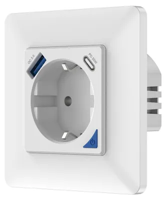 Obrázek produktu pro Immax NEO Smart vnitřní zásuvka bez kolíku, typ F, 1xUSB, 1xUSB C , PD 20W, Zigbee
