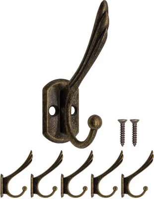 Produktbild von 'FUXXER® - Massive Garderoben-Haken, Kleider-Haken, Hut-Haken, Eisen-Haken, Messing Bronze Design, 5e'