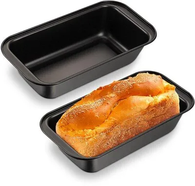 Obrázek produktu pro Uniqoos® Sada 2 pekáčů obdélníkového tvaru, 25×13×6 cm – uhlíková ocel, s nepřilnavým povrchem, vhodné do myčky, pro chléb, koláče a lasagne