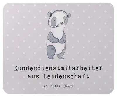 Produktbild von Mr. & Mrs. Panda Mouse Pad Kundendienstmitarbeiter Leidenschaft - Grau Pastell - Geschenk, Witzig, Lustig, Spruch, mousematte, computer mauspad, laptop mousepad
