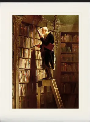 Produktbild von Carl Spitzweg Gerahmtes Bild Mit Edlem Passepartout | Wand-Bilder | Im Bilderrahmen - Der Bücherwurm, 1850 (80 x 60 cm)
