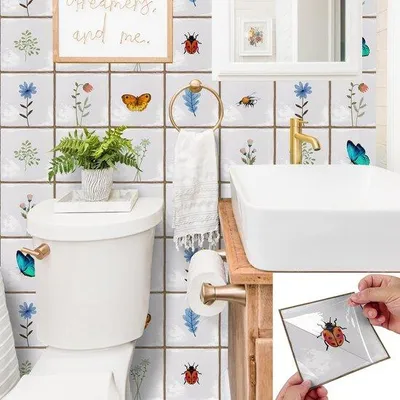 Immagine prodotto di Piastrelle adesive per pareti, confezione da 30 pezzi - Adesivi per pareti per cucina - Adesivi per pareti per bagno - Piastrelle decorative per pareti - Forma quadrata - Striscia adesiva per pareti