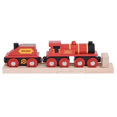 Immagine prodotto di Bigjigs Rail Locomotiva rossa con tender + 3 binari