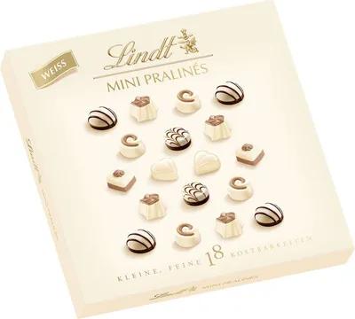 Produktbild von Lindt Schoko Pralinen in Mini Weiß mit cremiger Kakaobutter 90g