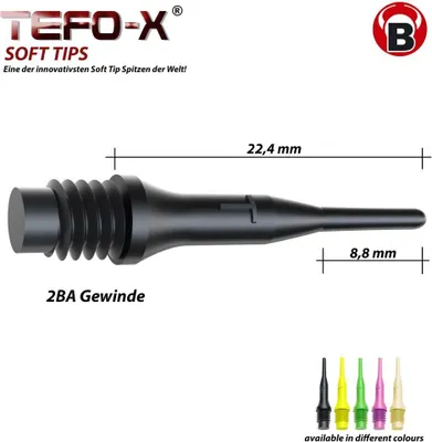 Produktbild von BULL'S Tefo-X Soft Tips 6mm(2BA) - schwarz -- 1000 Stck