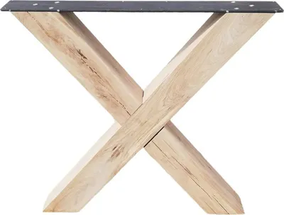 Productafbeelding van Holzbeine X, gemaakt van massief eikenhout, in rustieke stijl, 10x10 cm + metaal