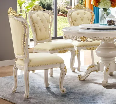 Produktbild von Set Sessel Stuhl Gruppe Garnitur Echtholz Lehn 4x Stühle Esszimmer Barock