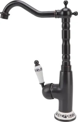 Image de Robinet rétro en porcelaine à long bec Robinet mitigeur rotatif en laiton pour la salle de bain et la cuisine