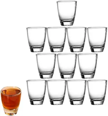 Produktbild von Schnapsgläser 35 ml, 12 Stück, Klarglas, dicker Boden, für Party, spülmaschinenfest
