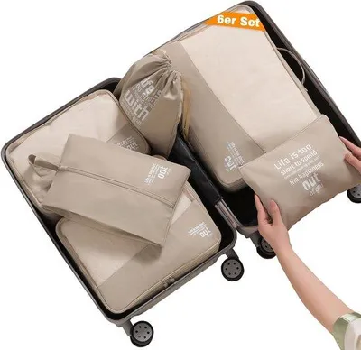 Produktbild von Packwürfel, Kleiderbeutel – Set aus Packwürfeln – Khaki – ideal für organisierte Reisen