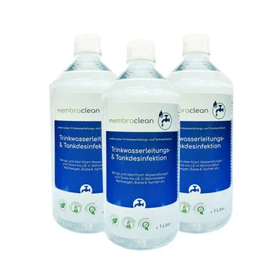 3 x 1 Liter membraclean Trinkwasserleitungs- und Tankdesinfektion Produktbild