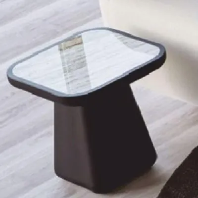 Produktbild von Casa Padrino Luxus Beistelltisch mit Marmorplatte Dunkelbraun / Weiß-Braun H. 46 cm