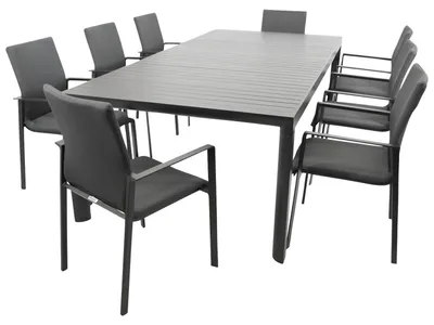 Produktbild von Garnitur 9-teilig 375 x 91,5 x 240 cm Aluminium Kunstgewebe Anthrazit