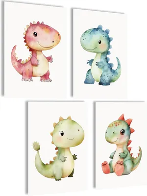 Imagen del producto de Juego de 3 láminas para decoración de habitación infantil con temática de dinosaurios, ideal para habitaciones de bebés