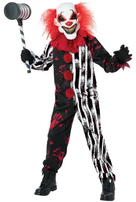 Produktbild von Creepy Clown Kostüm für Kinder Kindergröße: 134-140