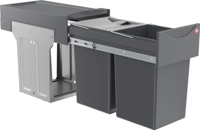 Image de Collecteur de déchets Hailo 3666102 TA Swing Tandem 2x 15 L PlusBioCouvercle