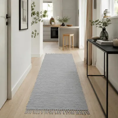 Produktbild von Baumwolle Natur Teppich Läufer Jolly Baumwolle Grau, Größe:70x250 cm, KI-generiertes Bild