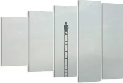 Produktbild von Bild auf Leinwand - Leinwandbild - 5 Teile - Leiter Himmel Symbol - 150x100cm - Wand Bild - Wanddeko - Wandbilder - Leinwanddruck - Bilder - Wanddekoration - Leinwand bilder - EG150x100-4463
